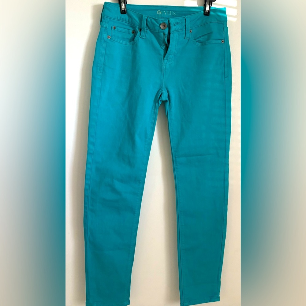 Stylus Skinny Ankle turquoise blue jeans size 26/2 excellent condition 5 pockets